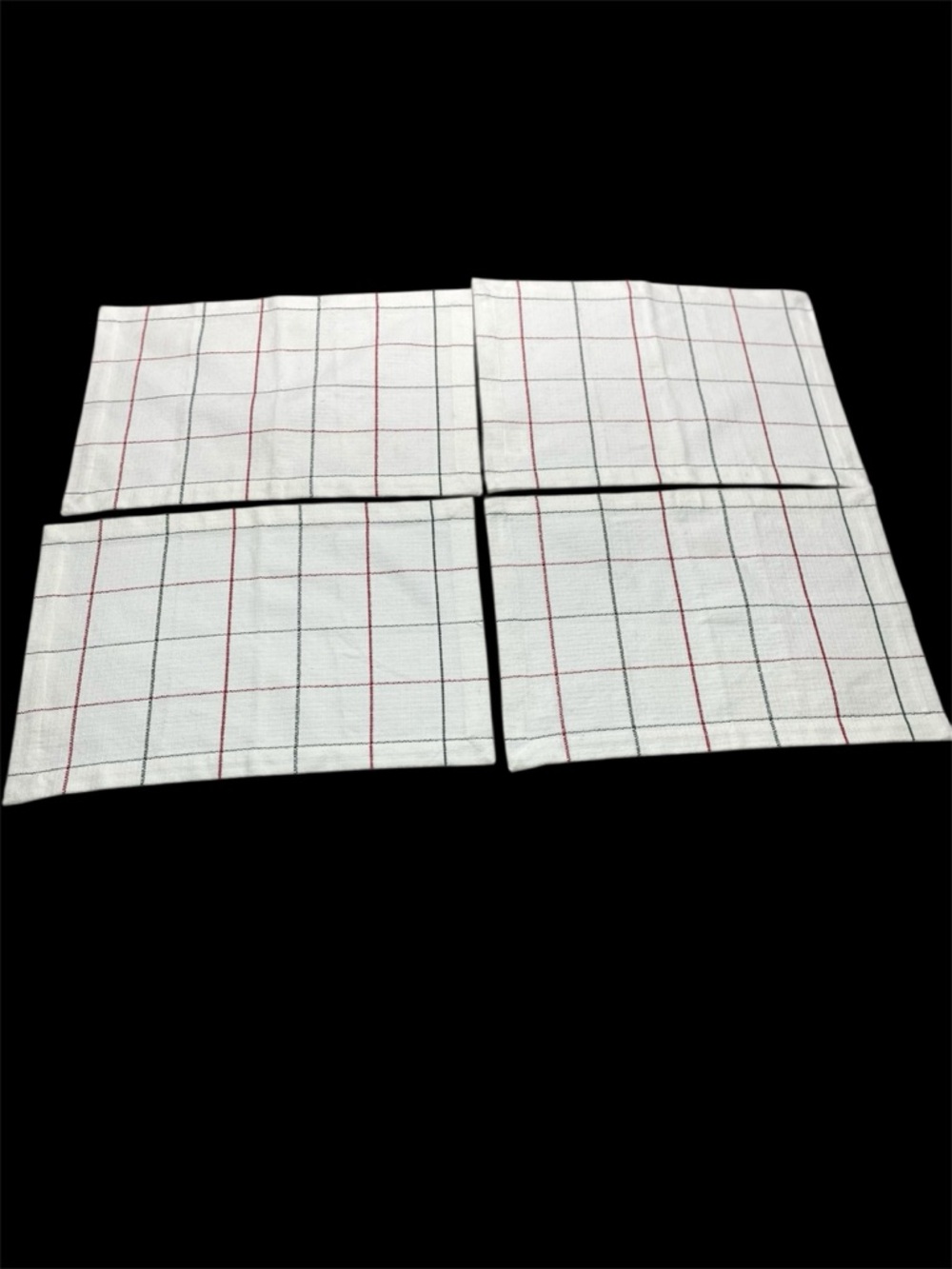 Split P Set of 4 Christmas Windowpane Placemats White Red Green Everyday Holiday